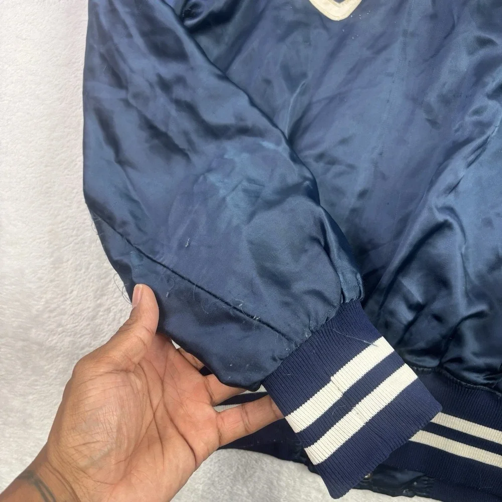 VTG Howe Athletic Apparel Quik Stop Blue Satin Bomber Jacket Men's Medium